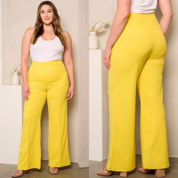 Pants - 🆕YELLOW PLUS SIZE HIGH WAIST STRAIGHT LEG PANTS